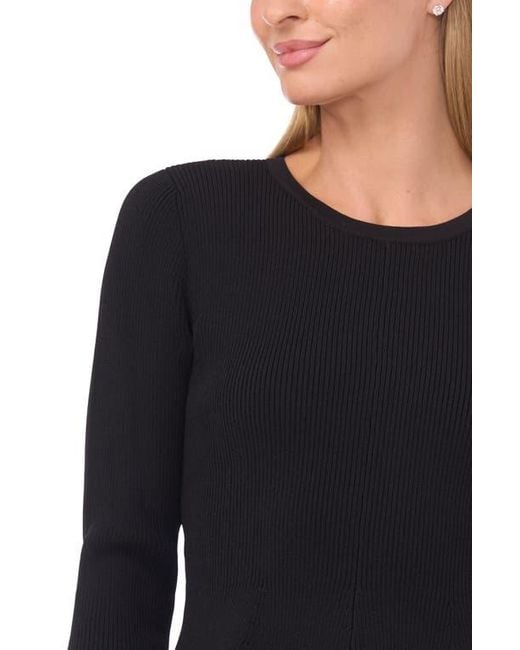 Halogen® Black Rib Peplum Sweater