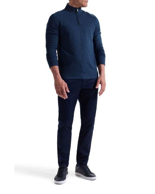 Bugatchi Blue Houndstooth Patern Quarter Zip Top for men