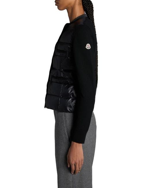Moncler Black Mixed Media Down Cardigan