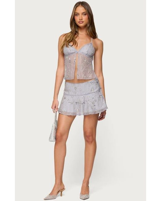Edikted Women's Blue Kylie Beaded Miniskirt