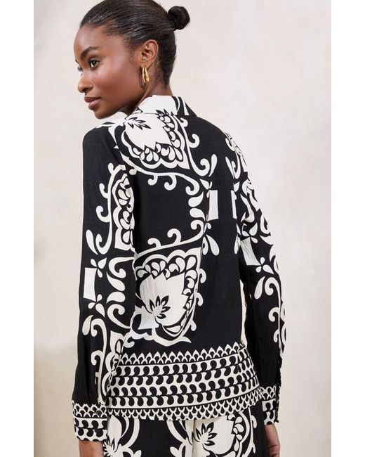 Lipsy Black Mono Placement Print Button-Up Shirt