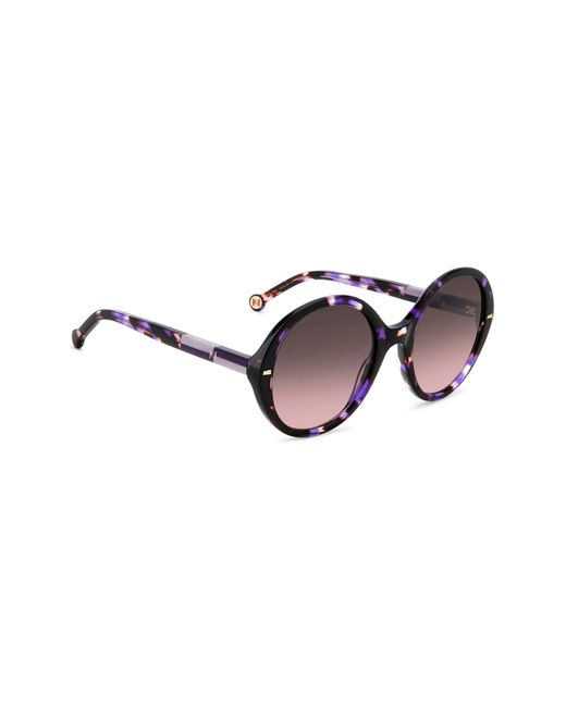 Carolina Herrera Brown 55mm Round Sunglasses
