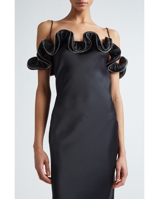 Coperni Black Zip Ruffles Sheer Dress