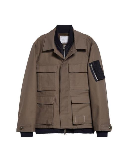 Sacai Brown X Wtaps Layered Chore Jacket for men