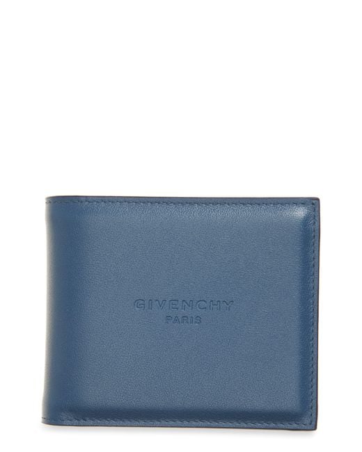 Givenchy Blue Logo Padded Leather Bifold Wallet for men