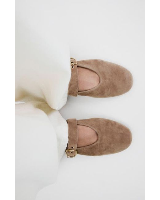 Mango Brown Mary Jane Ballet Flat