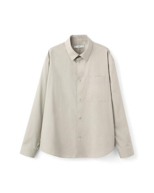 Mango Gray Relaxed Fit Solid Snap-Up Shirt for men