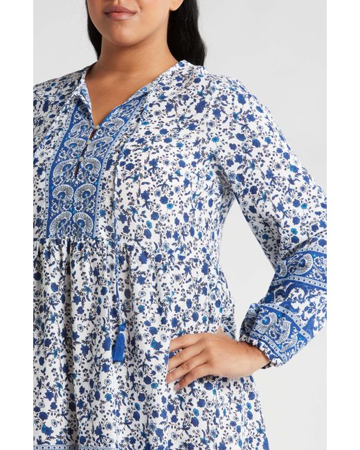 Vero Moda Blue Milan Long Sleeve Organic Cotton Tunic Dress