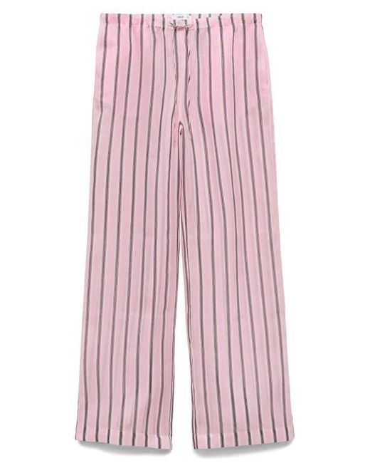 Mango Pink Striped Wide Leg Pants