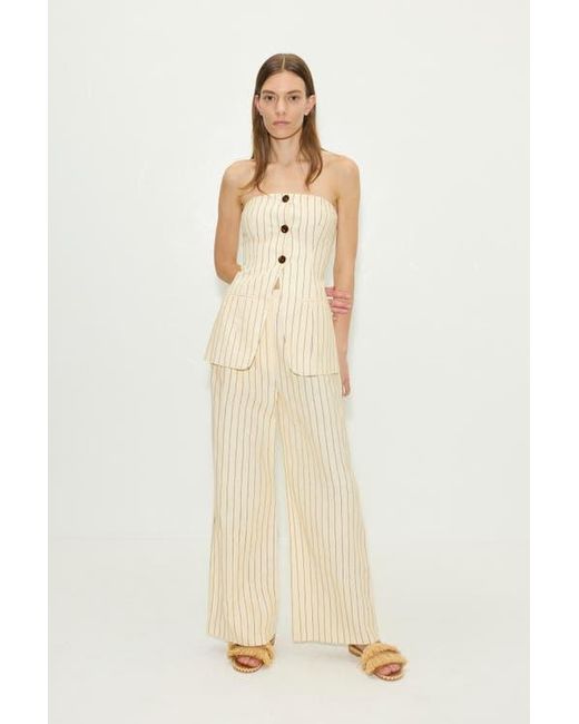 Simon Miller Natural Mori Strapless Linen Top