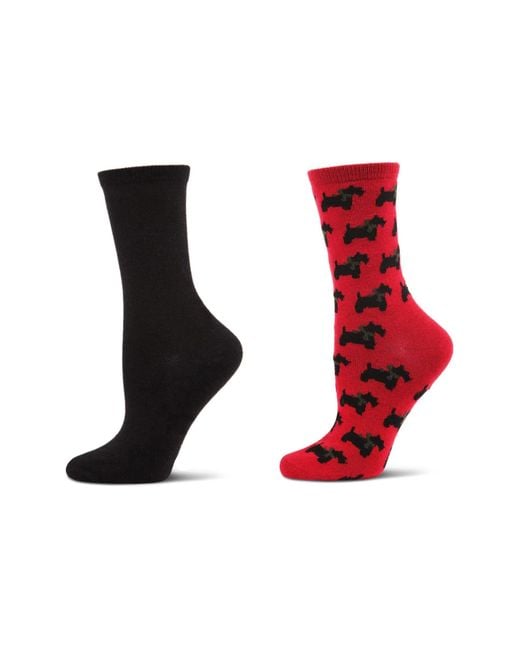 Memoi Red Assorted 2-Pack Crew Socks