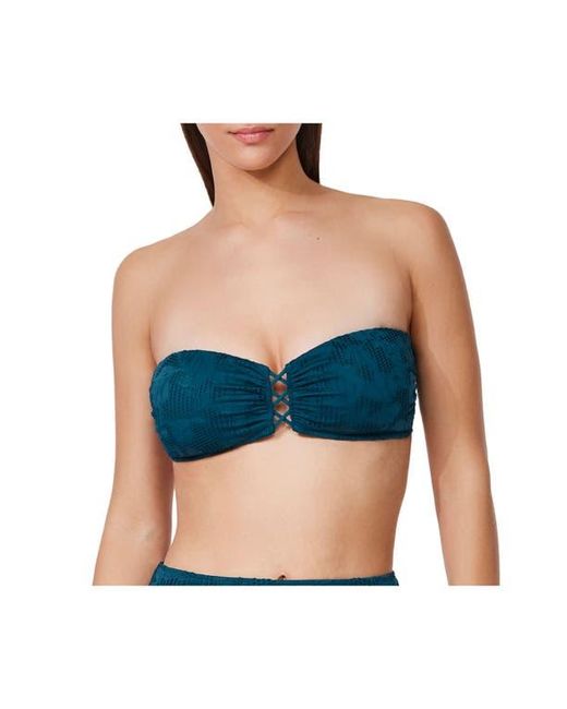 Gottex Blue Jolene Textured Bandeau Bikini Top