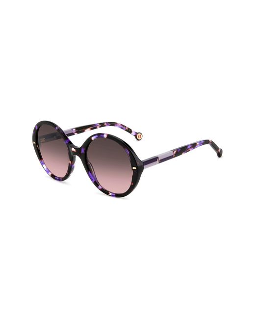 Carolina Herrera Brown 55mm Round Sunglasses