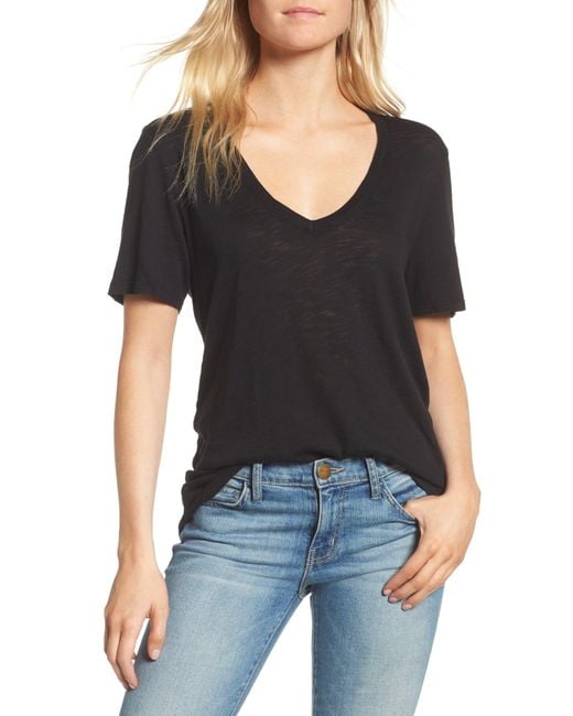 Splendid Black Everly Slub V-Neck Tee