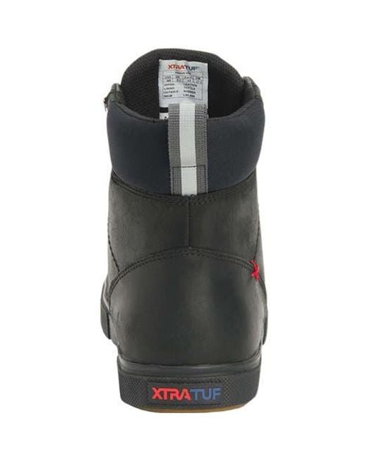 XtraTuf Black Leather Lace Ankle Deck Boot for men