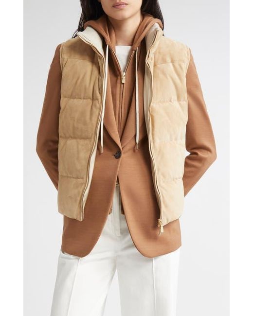 Eleventy Brown Suede Down Vest
