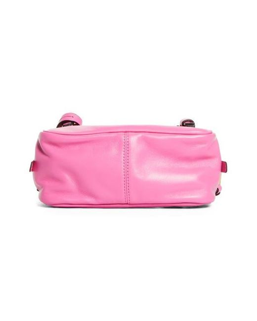 Versace Pink Mini Logo East/West Leather Shoulder Bag