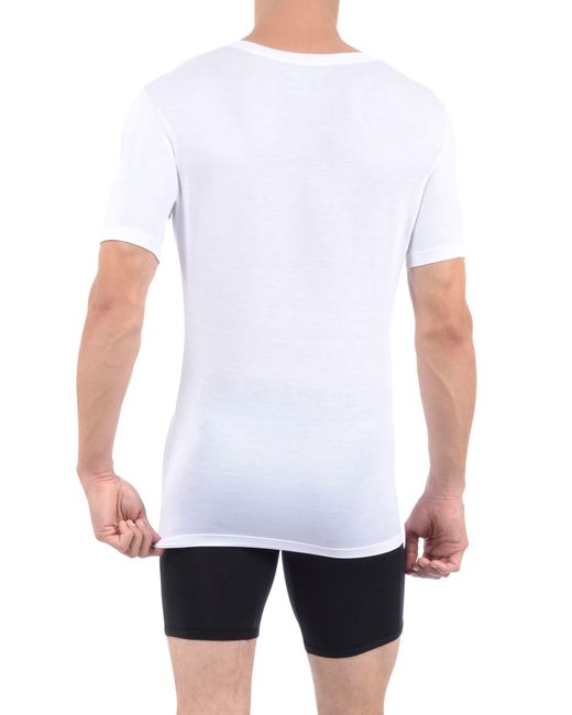 Tommy John 2-pack Second Skin Stay Tucked Deep V-neck Undershirt in White  for Men | Lyst