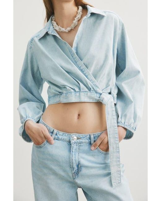 H&M Blue Denim Wrap Blouse
