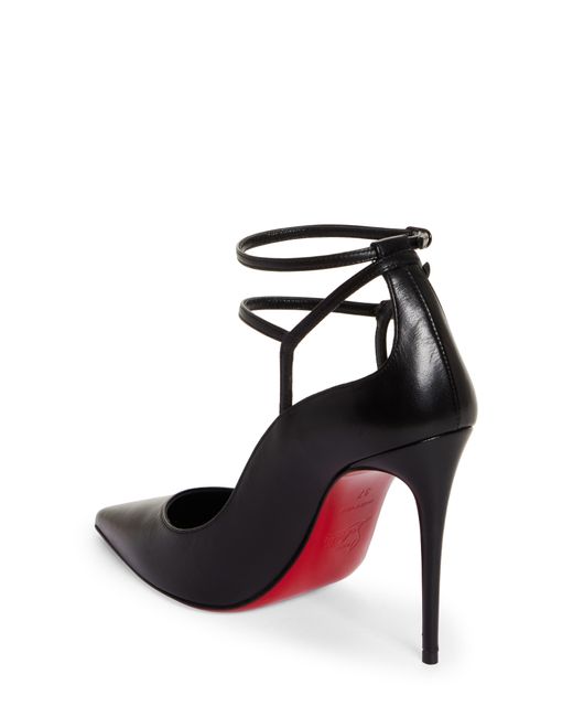 Christian Louboutin Conclusive Pointed Toe Ankle Strap Pump in Black | Lyst
