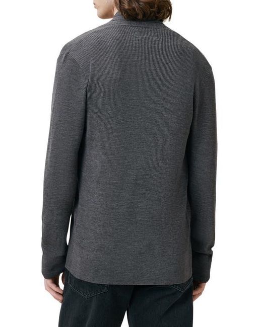 AllSaints Gray Mode Merino Wool Shawl Collar Cardigan for men
