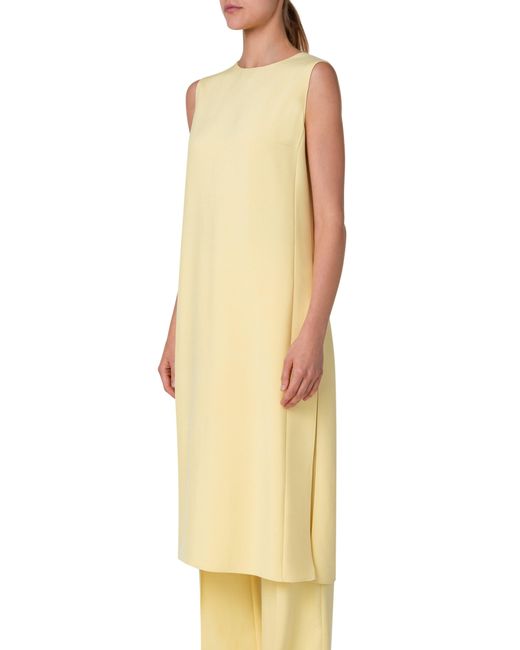 Akris Yellow Longline Sleeveless Silk Crepe Tunic Dress