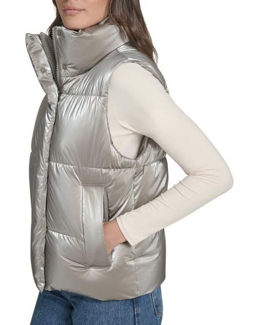 Levi's Gray Regular Stand Collar Puffer Vest Jacket