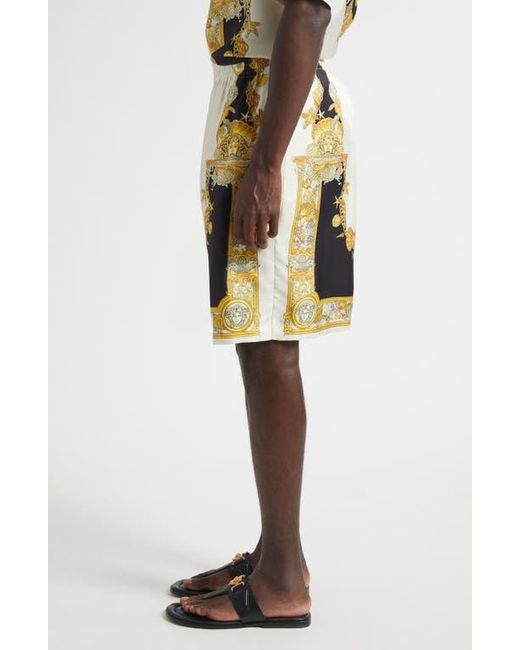 Versace Multicolor Coral Theatre Silk Shorts for men