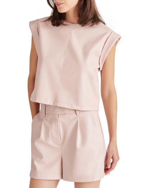 Steve Madden Pink Cat Cap Sleeve Faux Leather Top