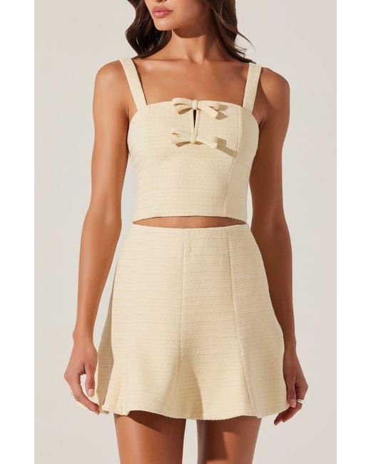Astr Natural Kiona Diamante Tweed Crop Top
