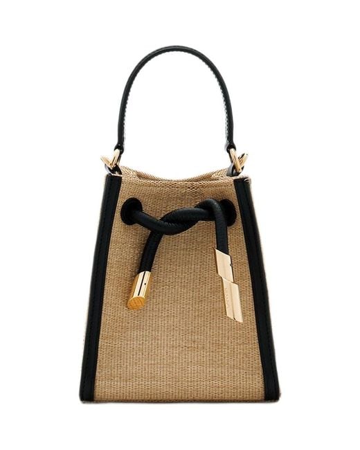 Lanvin Black Sequence Hobo Nano Raffia Bag