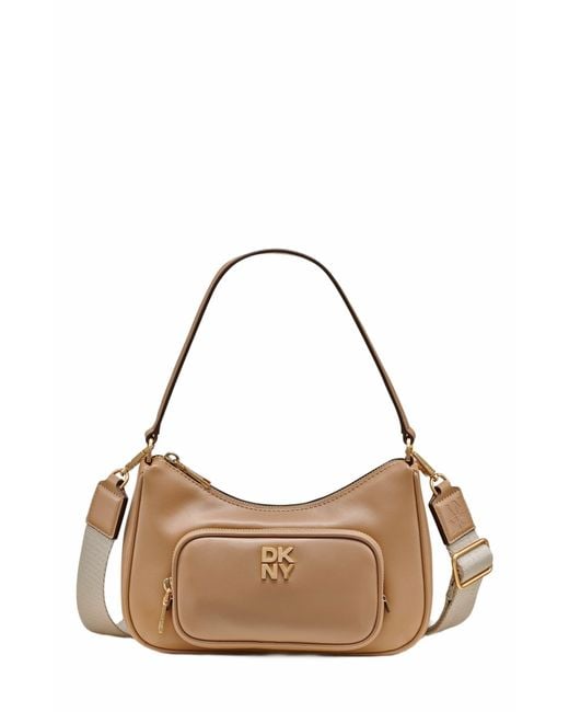 DKNY Brown Philo Top-Zip Shoulder Bag