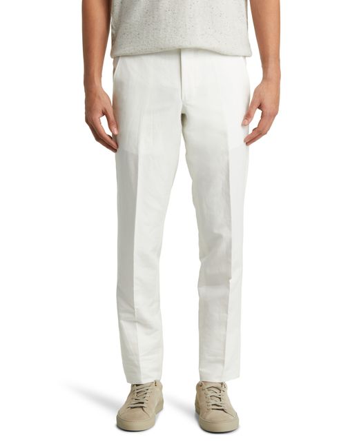 Ted Baker White Jerome Flat Front Linen & Cotton Dress Pants for men