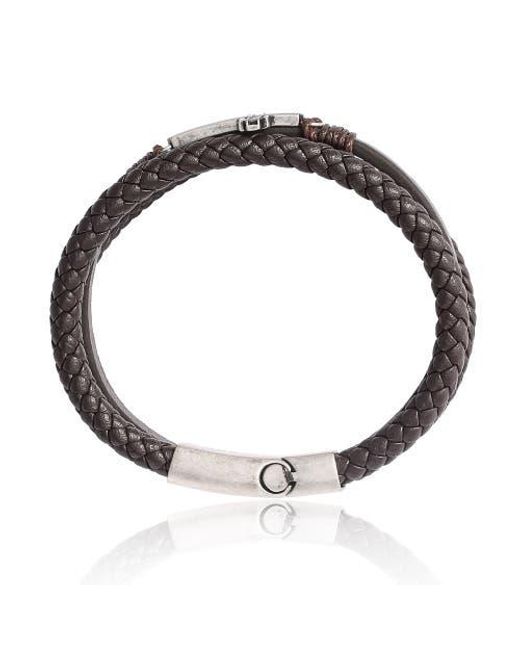 Lucky Brand Black Braided Leather Bracelet With Cross for men