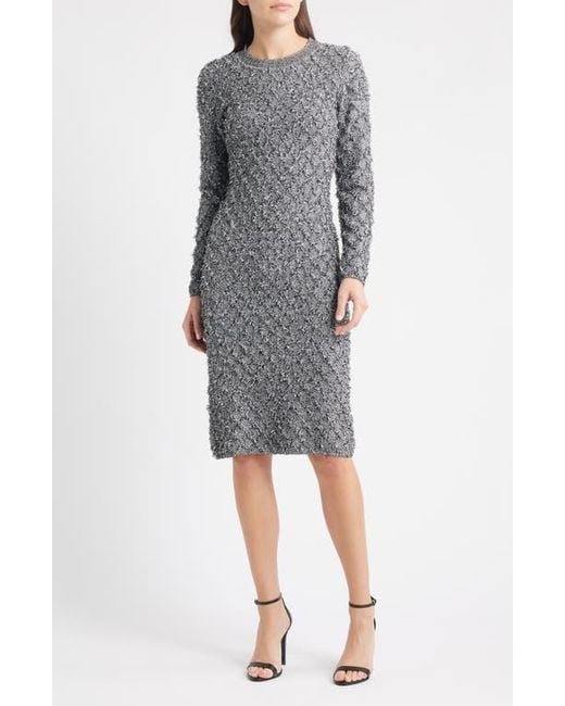 Kobi Halperin Gray Apollo Fringe Long Sleeve Sweater Dress