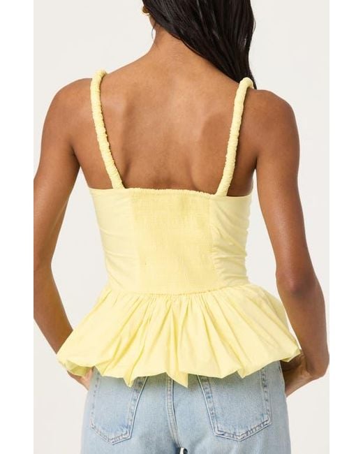 Astr Yellow Bubble Peplum Cotton Camisole