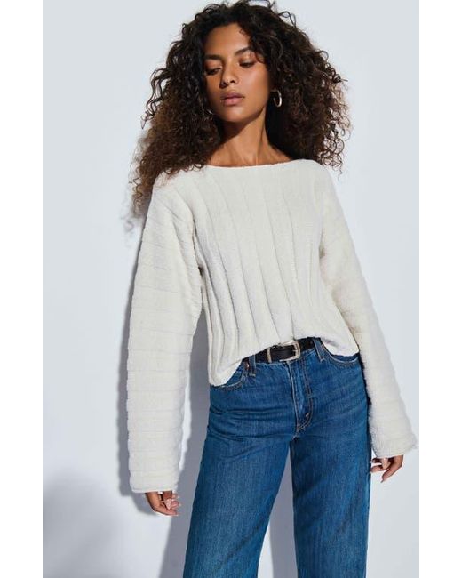 Nation Ltd Gray Ronan Rib Cotton Blend Velour Sweater
