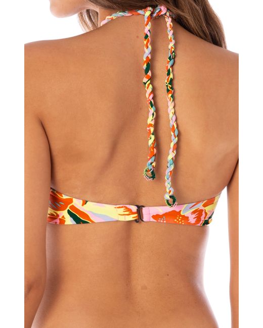Maaji Orange Neon Leafy Jill Reversible Bikini Top