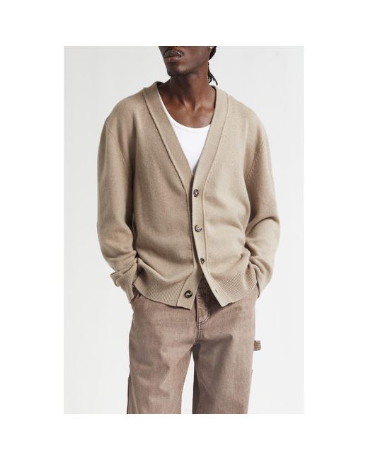 Bottega Veneta Brown Classic Cashmere Blend V-Neck Cardigan With Intrecciato Leather Elbow Patches for men