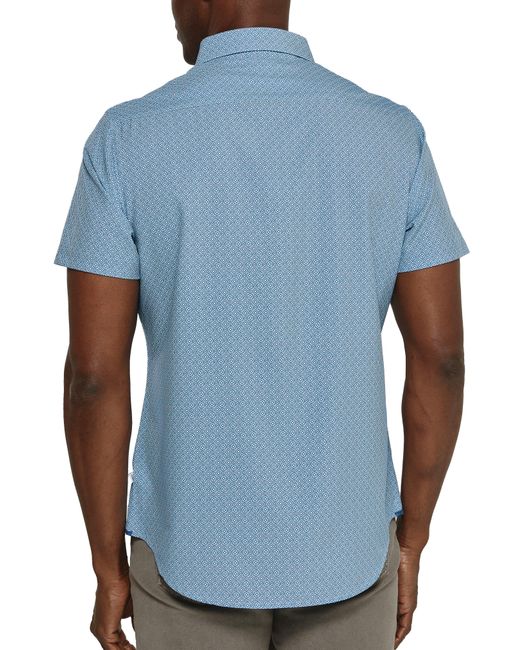 7 Diamonds Blue Lexter Short Sleeve Button-up Shirt for men