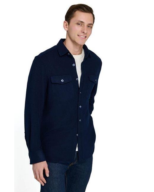 Con.struct Blue Slim Fit Solid Shirt Jacket for men