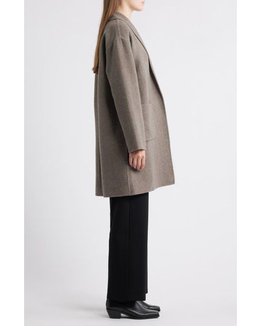Eileen Fisher Gray Shawl Collar Double Woven Wool Coat