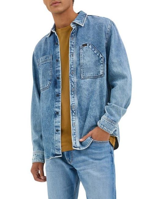 Lee Jeans Blue Engineer Cotton & Lyocell Denim Button-Up Overshirt for men