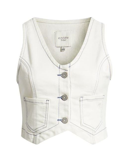 Hidden Jeans White Crop Denim Vest