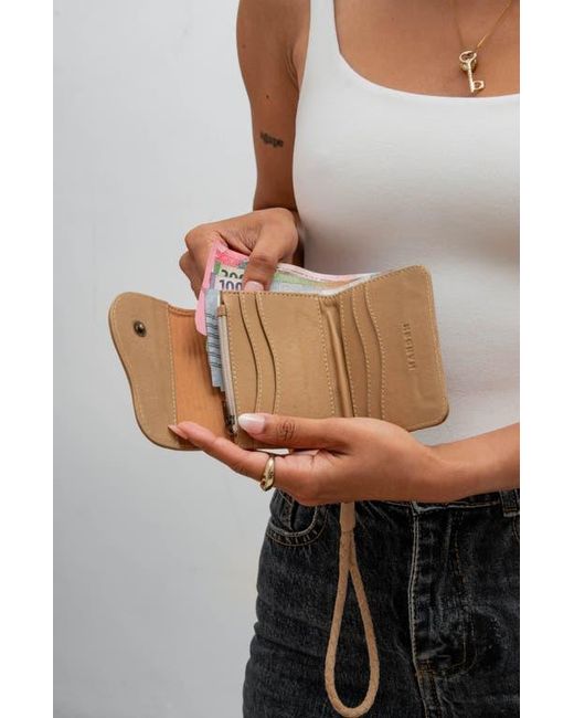 Mandrn Blue Leather Trifold Wallet