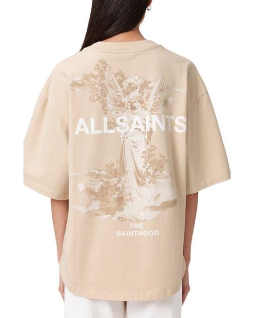 AllSaints Natural Guardian Amelie Oversize Cotton Graphic T-Shirt
