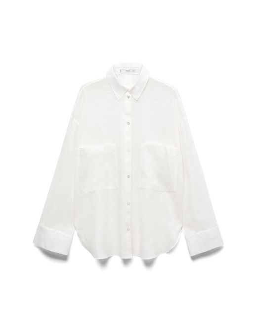 Mango Patch Pocket Button-up Shirt in White | Lyst