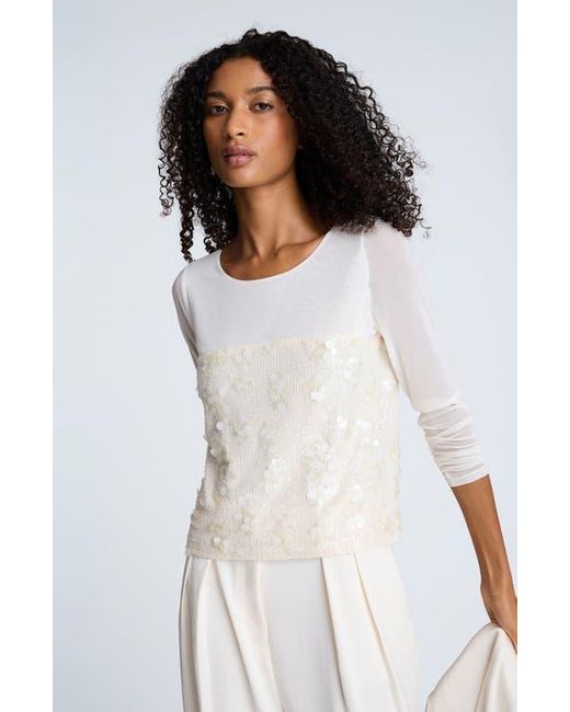 Kenneth Cole White Sequin Knit Top