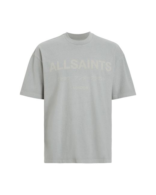 AllSaints Gray Laser Logo Graphic T-shirt for men