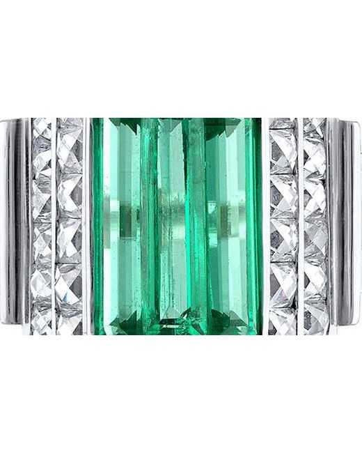 Mindi Mond Blue Icon Colombian Emerald & Diamond Step Ring